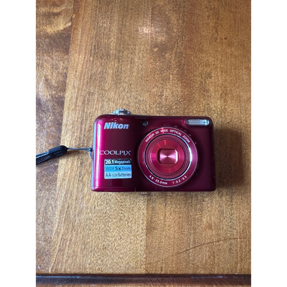 Nikon Coolpix L32 Red 20.1MP Digital Camera 5x Optical Zoom AA Battery Powered